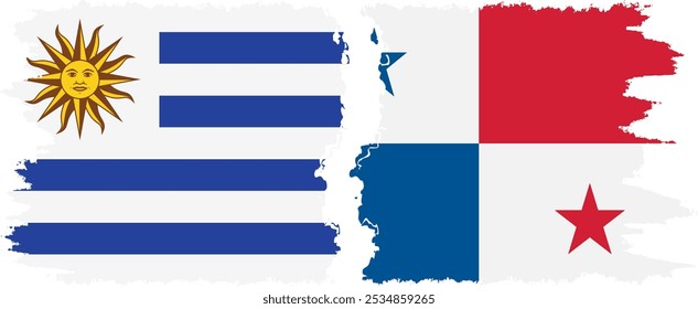 Conexión de banderas grunge de Panamá y Uruguay, Vector