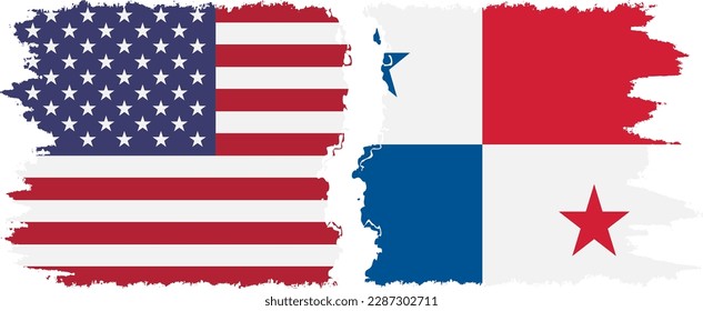 Panama and USA grunge flags connection, vector