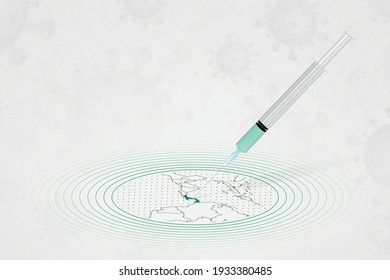 Panama vaccination concept, vaccine injection in map of Panama. Vaccine and vaccination against coronavirus, COVID-19. Vector template about Healthcare.