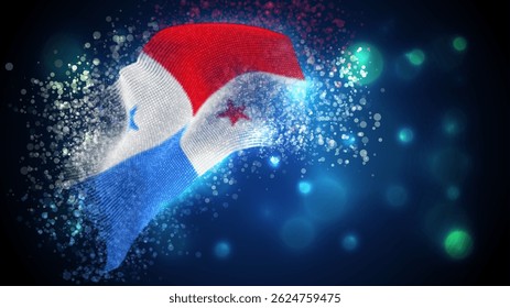 Panamá, vetor 3d bandeira com iluminação e clarões