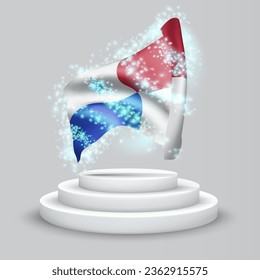 Panama, vector 3d flag on the podium surrounded by a whirlwind of magical radiance