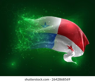 Panama, Vektor 3D-Flagge auf grünem Hintergrund und Zahlen