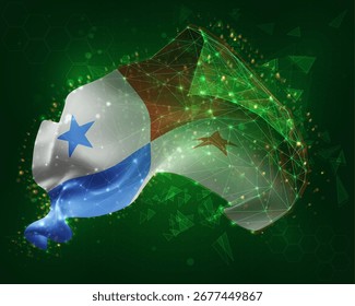 Panamá, Vector 3d bandera sobre fondo verde