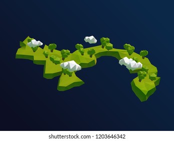 Panama Vector Low Poly 3D Cartoon Map