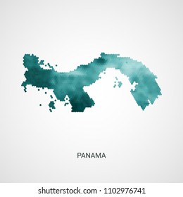 Panama vector map - blue geometric gradient graphic background from hexagon dots.