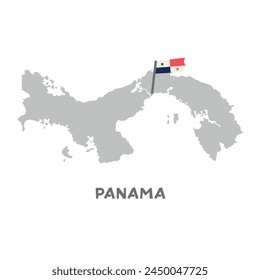 Panama vector map illustration, country map silhouette with the flag inside. Map of the Panama with the national flag isolated on white background
