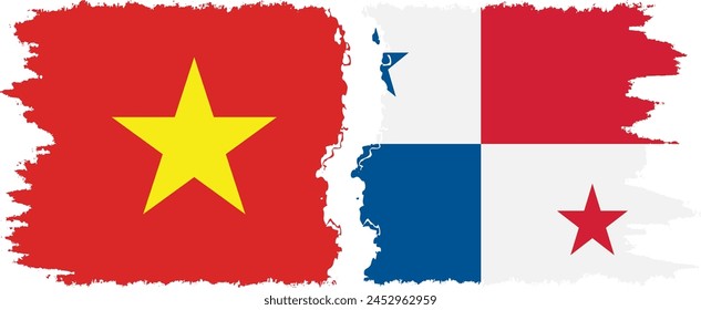 Panama and Vietnam grunge flags connection, vector