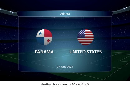 Panamá vs Estados Unidos. Torneo de fútbol americano 2024, marcador de fútbol transmitido Plantilla gráfica