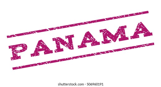 Panama watermark stamp. Text tag between parallel lines with grunge design style. Rubber seal stamp with dirty texture. Vector purple color ink imprint on a white background.