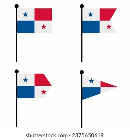 Panama waving flag icon set in 4 shape versions. Collection of flagpole sign for identity, emblem, and infographic.