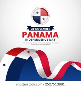 Panama waving ribbon flag background design for Panama Independence day or National day banner