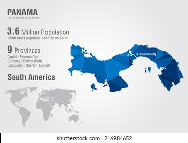 Panama world map with a pixel diamond texture. World geography.