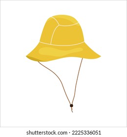 Panama yellow on the head. hike. Vector stock illustration. White background. isolated. Headdress. Sun protection. Cap. clothing