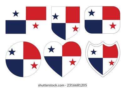 Panamanian flag in design shape set. Flag of Panama in design shape set.