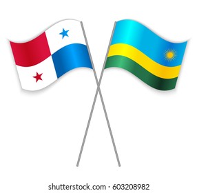 Panamanian and Rwandan crossed flags. Panama combined with Rwanda isolated on white. Language learning, international business or travel concept.