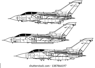 Panavia TORNADO. Outline vector drawing