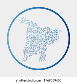 Panay-Symbol. Netzwerkkarte der Insel. Rundschild mit Farbverlauf-Ring. Technologie, Internet, Netzwerk, Telekommunikationskonzept. Vektorgrafik.