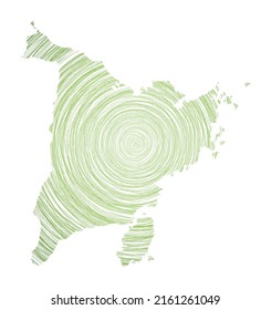 Mapa de panay lleno de círculos concéntricos. Esbozar círculos de estilo en forma de la isla. Ilustración vectorial.