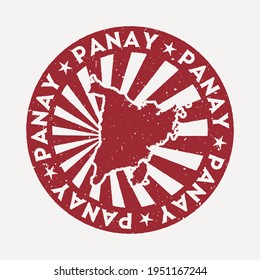 Panay stamp. Travel red rubber stamp with the map of the island, vector illustration. Can be used as insignia, logotype, label, sticker, or badge of Panay.
