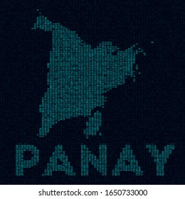 Panay tech map. Island symbol in digital style. Cyber map of Panay with island name. Classy vector illustration.