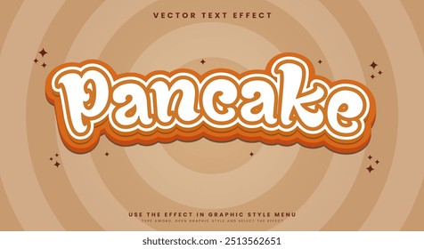 Pancake 3d Cartoon editable text effect template suitable for sweet food product