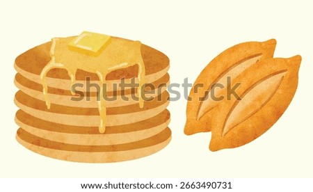 Pancake and Bahn mi Bread Food Illustration