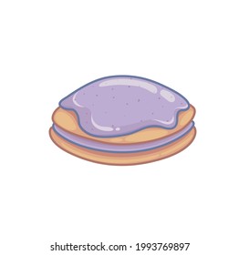pancake with blueberry filling cartoon illustration isolated on white background