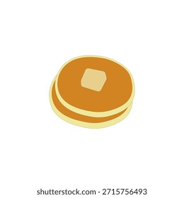 Pancake with butter slice vector illustration on white background. Breakfast food