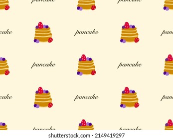 Pancake cartoon character seamless pattern on yellow background.
