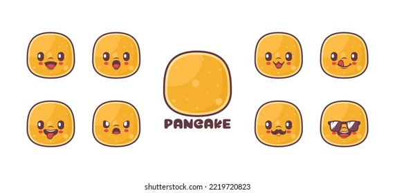 pancake cartoon. food vector illustration. icon, expression.
