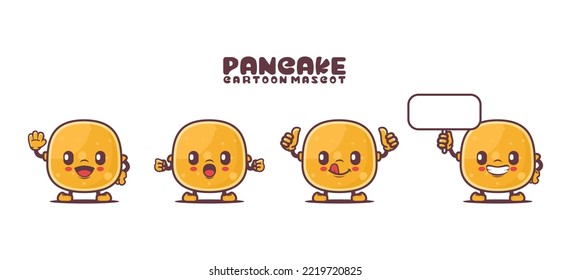 mascota de dibujos animados pancake. ilustración de vector alimentario. con expresiones diferentes.