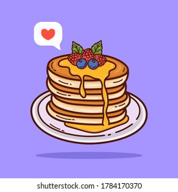 Pancake cartoon vector doodle illustration