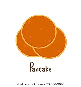 Pancake Cartoon Vector. Pancake Logo Design. Pancake On White Background.