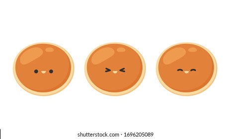 Diseño de carácter panqueque. Panqueque de fondo blanco. Pancakes stack.