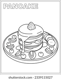 Pancake coloring book for children, food coloring book