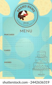 Plantilla de menú de panqueque o crepe para panadería