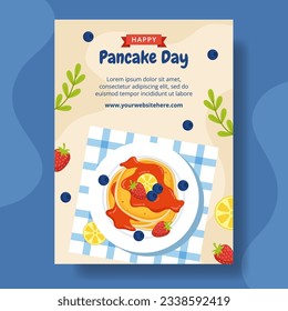 Pancake Day Vertical Poster Flat Cartoon Hand Drawn Templates Background Illustration