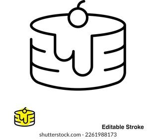 Icono de línea del vector de postre de panqueque