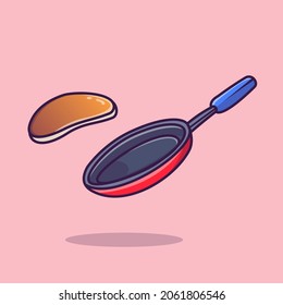 Panqueque Flotante Con Ilustración Del Icono Del Vector De Caricaturas Pan. Vector Premium aislado de objetos alimentarios. Estilo de dibujo plano