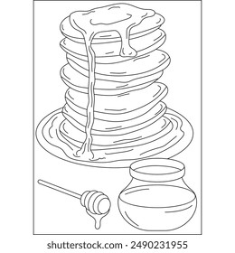 pancake food dish coloring book page for kids or grown adults coloring book mindful relaxation activity