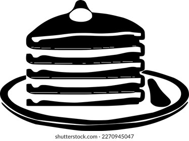 Pancake, food, isolated, vintage drawing, vector illustration, black color