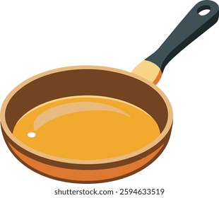 Pancake in a Frying Pan - Vector Illustration (Isolated on White Background)