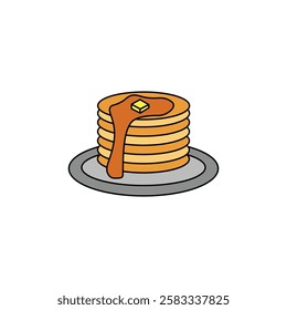 pancake with honey and butter vector type icon