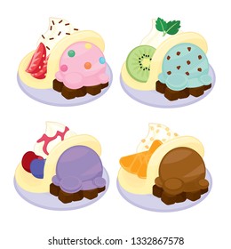 Pancake with Ice cream and fruit