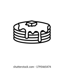 Pancake icon in black line style. Outline food vector illustration