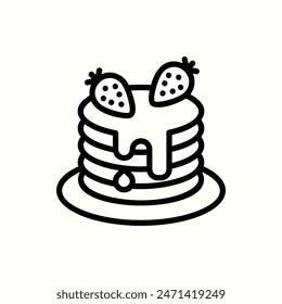 pancake icon, isolated bakery outline icon set