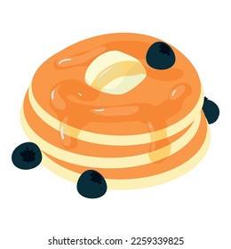 Pancake icon isometric vector. Freshly made pancake stack with butter and syrup. Homemade food concept