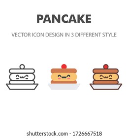pancake icon. Kawai and cute food illustration. for your web site design, logo, app, UI. Vector graphics illustration and editable stroke. EPS 10.