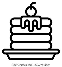 pancake icon in line style isolated on white background. Fastfood icon, vector illustration for graphic design projects