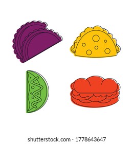 Pancake icon set. Color outline set of pancake vector icons for web design isolated on white background